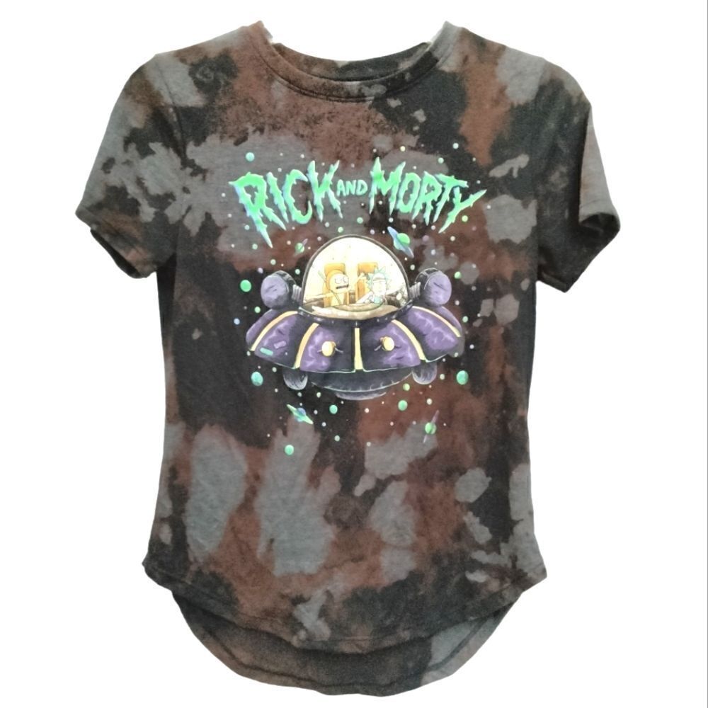 Rick and Morty Adult Swim Women's Short Sleeve Tee Shirt Custom Bleached Size S